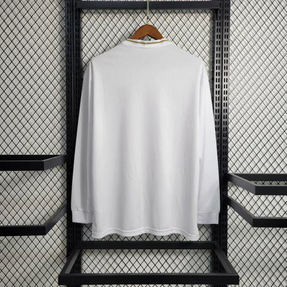 Camisa Real Madrid I Home 2019/20 Retrô Manga Longa Masculina - Branco