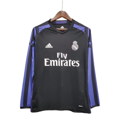 Camisa Manga Longa Retrô Torcedor Masculina Real Madrid III 2016
