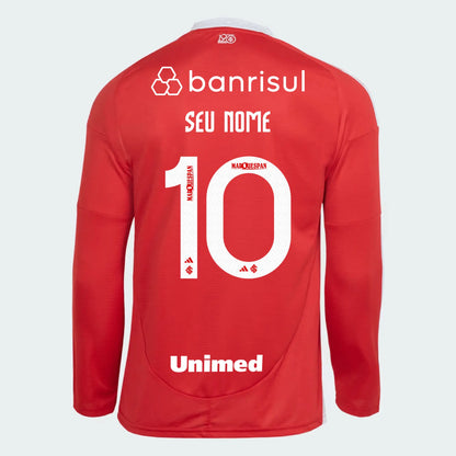 Camisa Manga Longa Torcedor Masculina Internacional I 2025/2026 Com Patrocínios