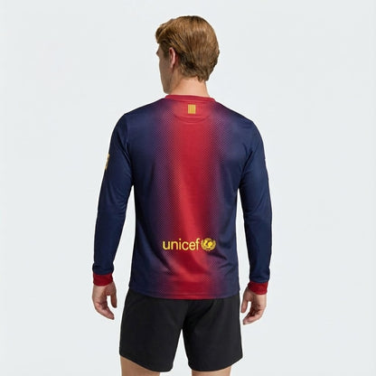 Camisa Manga Longa Retrô Torcedor Masculina Barcelona I 2012