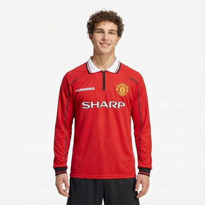 Camisa Manga Longa Retrô Torcedor Masculina Manchester United I 1998