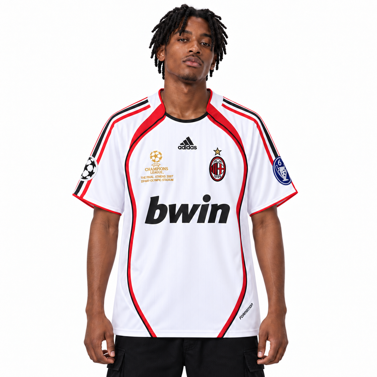 Camisa Milan Away 2006/07 Retrô Masculina Com Patchs - Branca