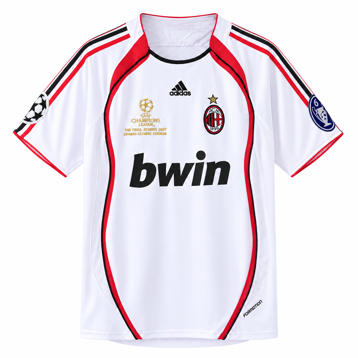 Camisa Milan Away 2006/07 Retrô Masculina Com Patchs - Branca