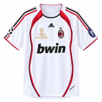 Camisa Milan Away 2006/07 Retrô Masculina Com Patchs - Branca