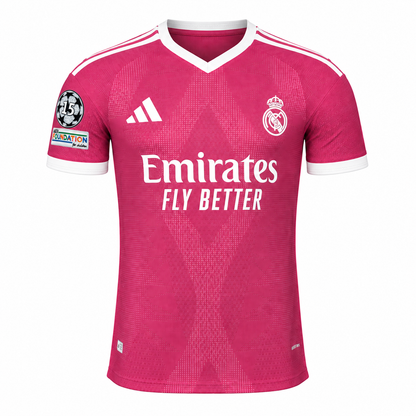 Camisa Real Madrid Third 26/27 Jogador Masculina Com Patchs – Rosa — camisa de frente