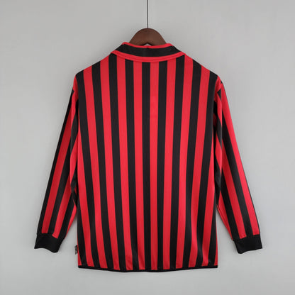 Camisa Manga Longa Retrô Torcedor Masculina Milan 1999