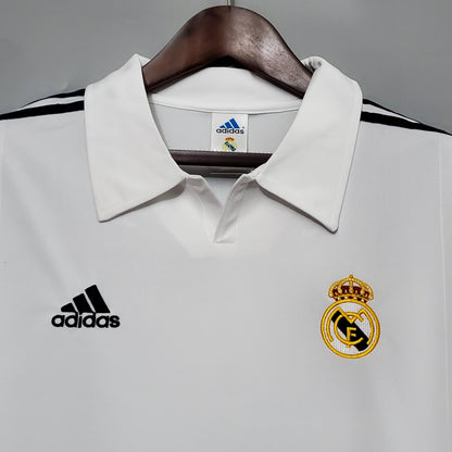 Camisa Manga Longa Retrô Torcedor Masculina Real Madrid 2002