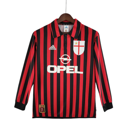 Camisa Manga Longa Retrô Torcedor Masculina Milan 1999