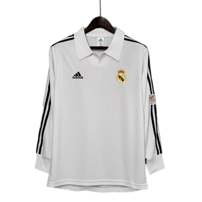 Camisa Manga Longa Retrô Torcedor Masculina Real Madrid 2002