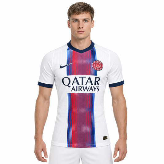 Camisa PSG Away 26/27 Jogador Masculina - Branca — modelo de frente