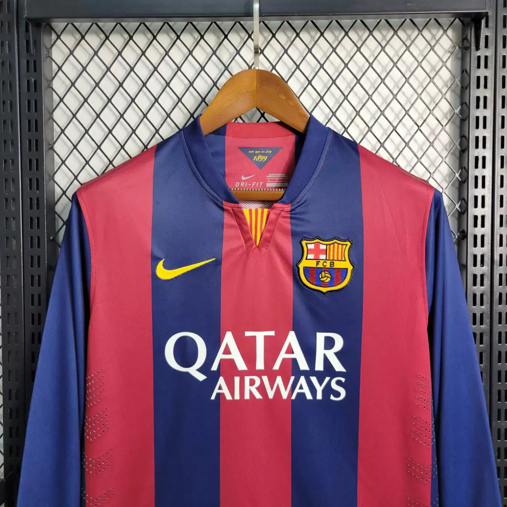 Camisa Manga Longa Retrô Torcedor Masculina Barcelona 2014