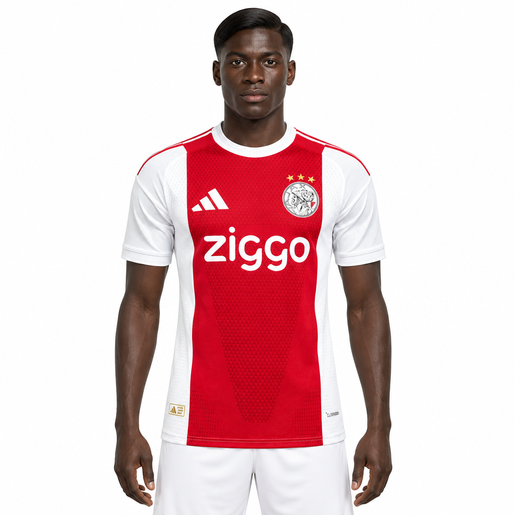 Camisa Ajax Home 26/27 Jogador Masculina Vermelha e Branca - frente