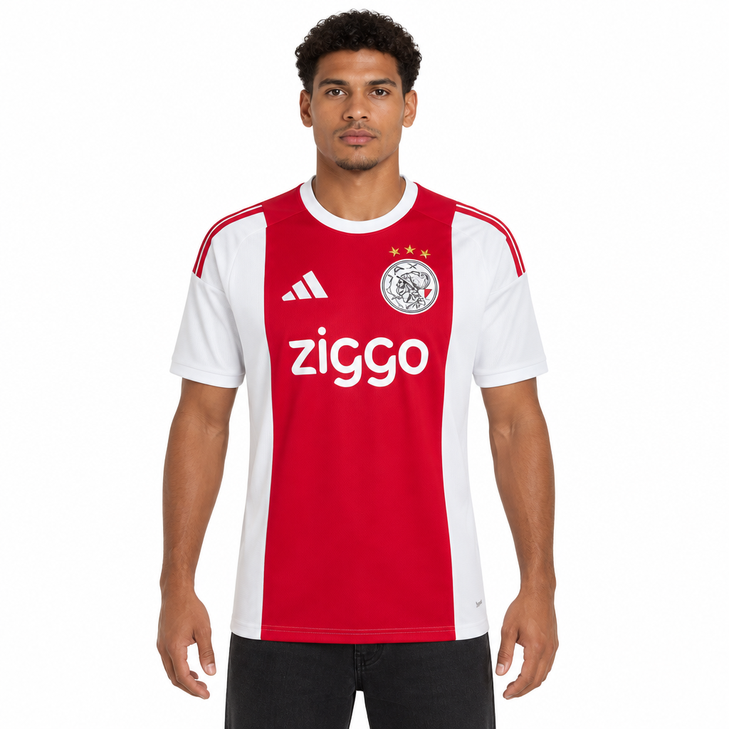 Camisa Ajax Home 26/27 Torcedor Masculina Vermelha e Branca - frente