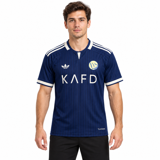 Camisa Al Nassr Away 26/27 Torcedor Masculina - Azul-marinho — modelo de frente