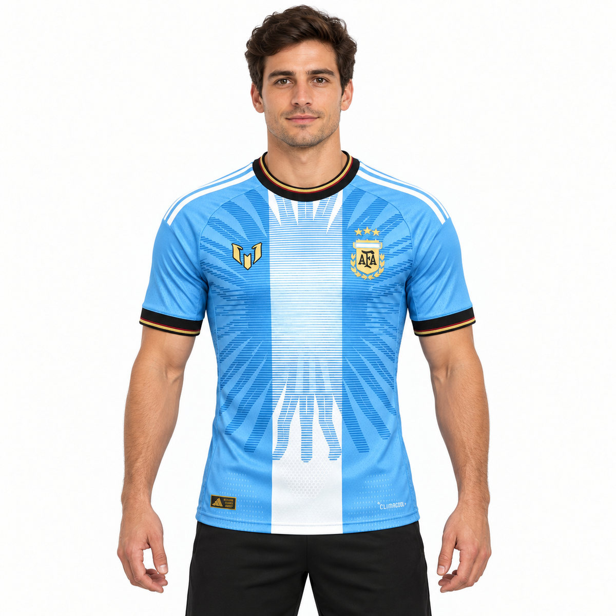 Camisa Argentina Especial 26/27 Jogador Masculina - Azul e Branca — modelo de frente