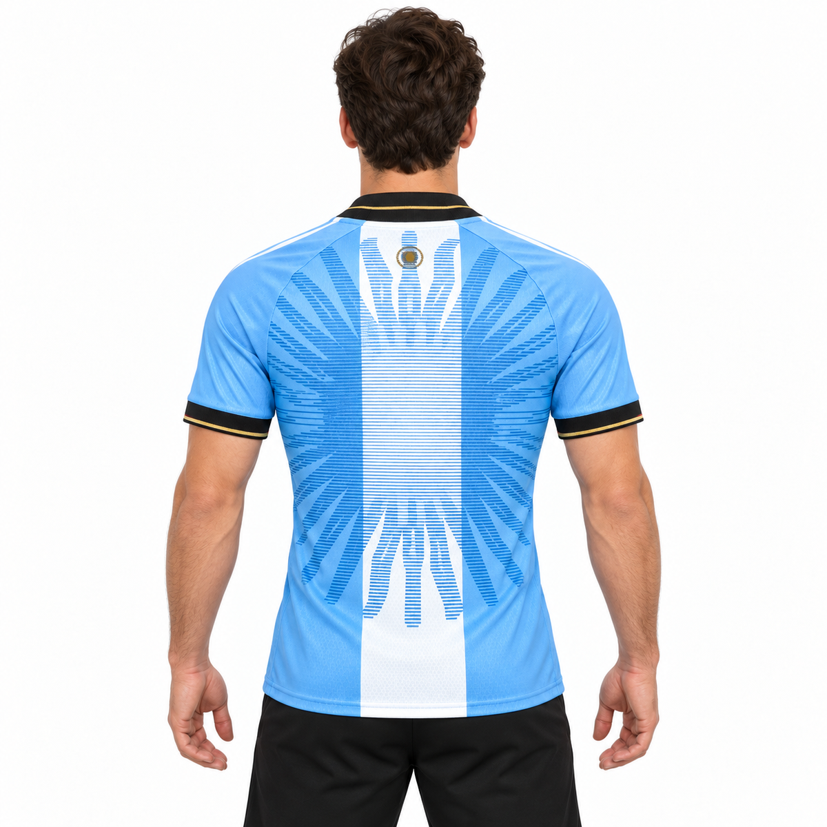 Camisa Argentina Especial 26/27 Jogador Masculina - Azul e Branca — modelo de costas