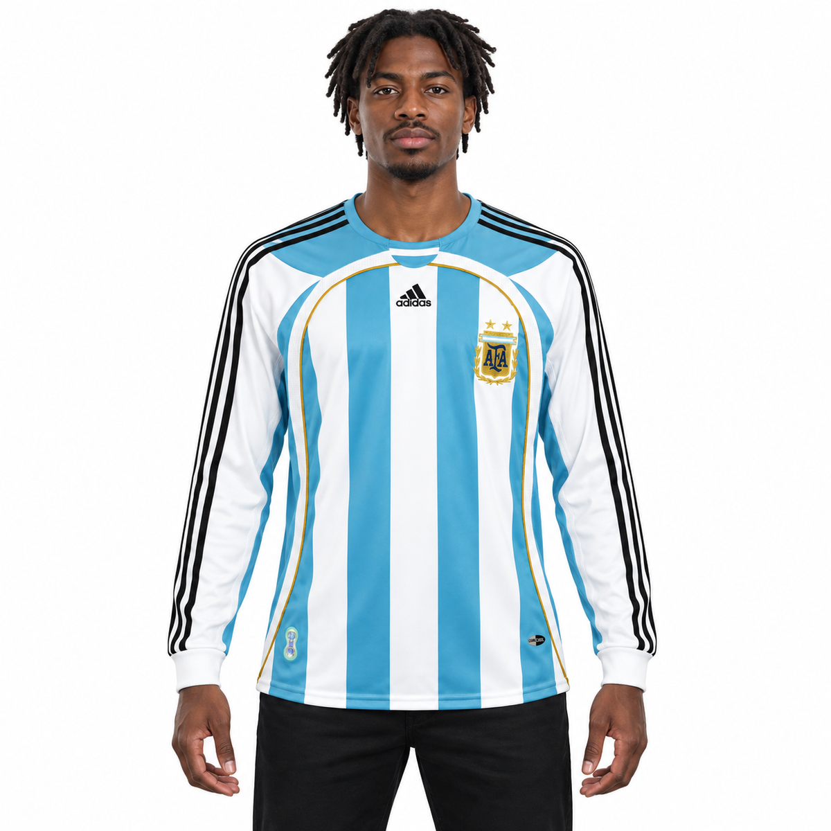 Camisa Argentina Home 2006 Retrô Masculina Manga Longa - Imagem 1