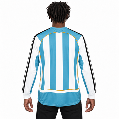 Camisa Argentina Home 2006 Retrô Masculina Manga Longa - Imagem 2