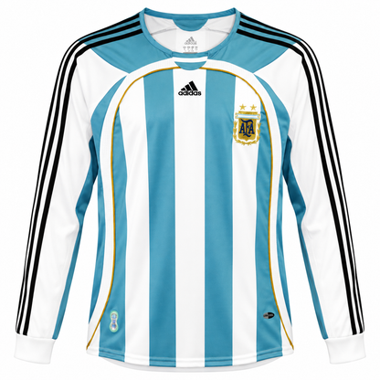 Camisa Argentina Home 2006 Retrô Masculina Manga Longa - Imagem 3