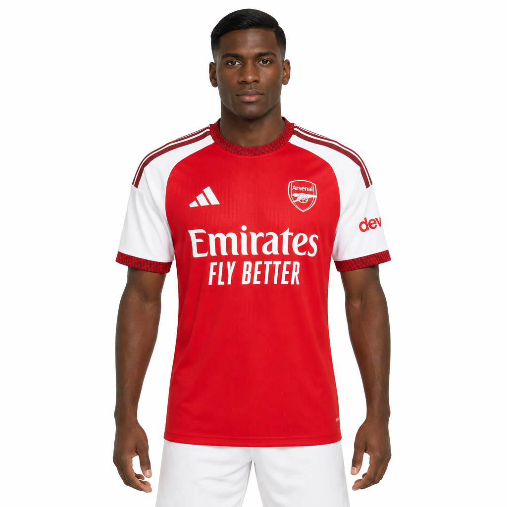 Camisa Arsenal Home 26/27 Torcedor Masculina Vermelha e Branca - frente