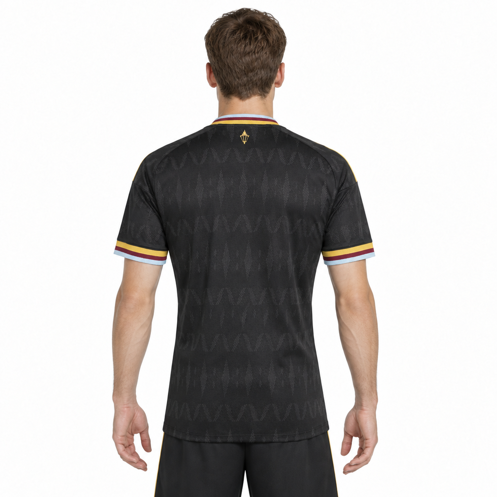 Camisa Aston Villa Away 26/27 Jogador Masculina Preta - modelo costas