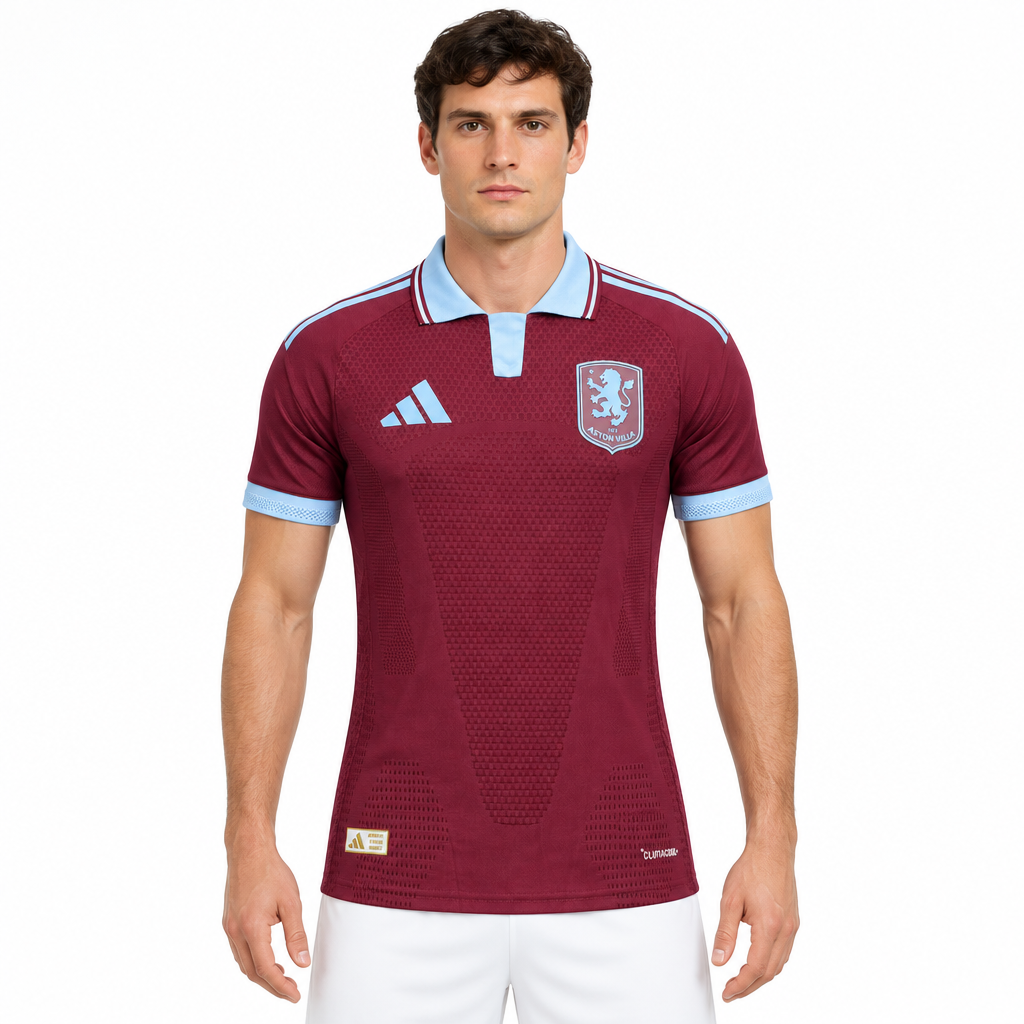 Camisa Aston Villa Home 26/27 Jogador Masculina Vinho e Azul Claro - modelo frente