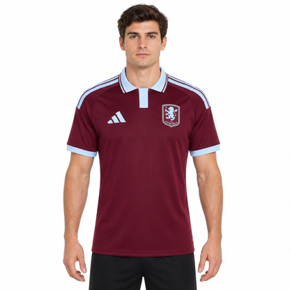 Camisa Aston Villa Home 26/27 Torcedor Masculina Vinho e Azul Claro - modelo frente