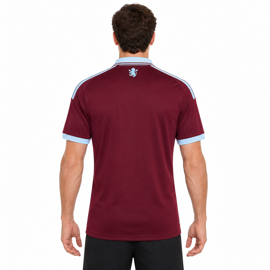 Camisa Aston Villa Home 26/27 Torcedor Masculina Vinho e Azul Claro - modelo costas