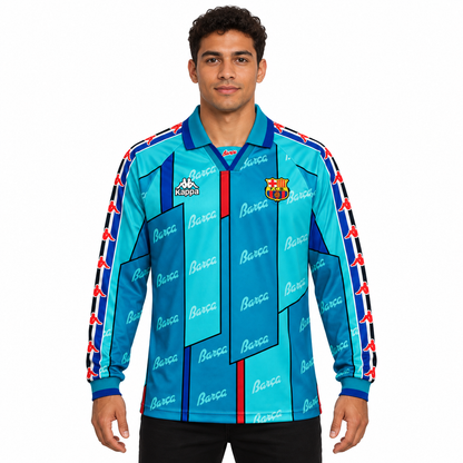 Camisa Barcelona Away 1995/97 Retrô Masculina Manga Longa - Imagem 1