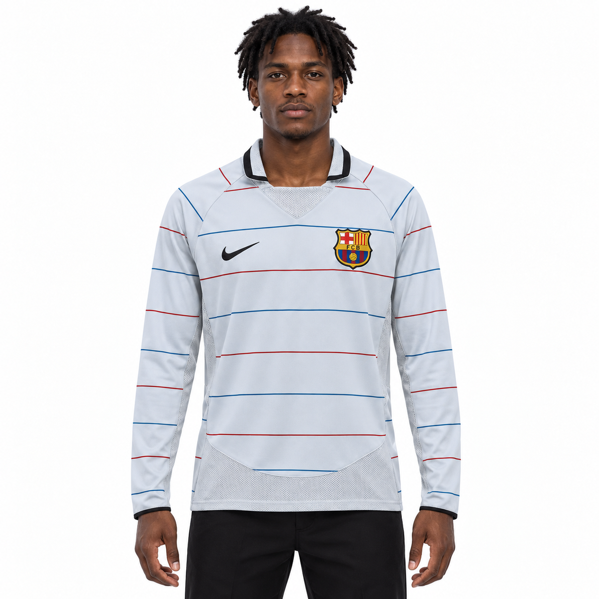 Camisa Barcelona Away 2002/03 Retrô Masculina Manga Longa - Imagem 1