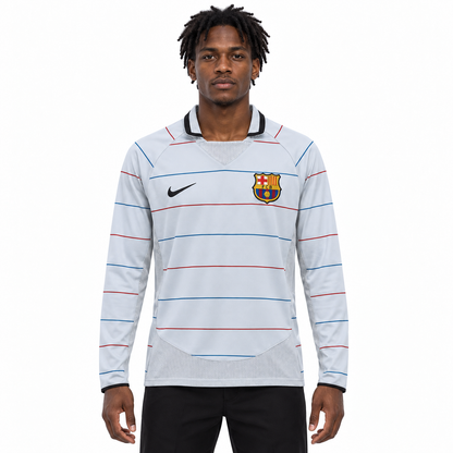 Camisa Barcelona Away 2002/03 Retrô Masculina Manga Longa - Imagem 1