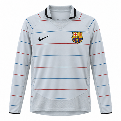 Camisa Barcelona Away 2002/03 Retrô Masculina Manga Longa - Imagem 3