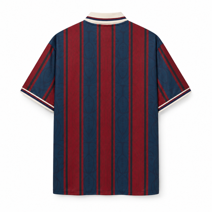 Camisa Barcelona Especial 125 Anos Retrô Masculina Polo - Azul e Grená — camisa de costas