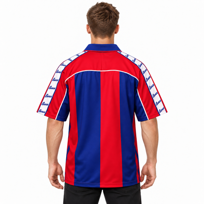 Camisa Barcelona Home 1992/95 Retrô Masculina - Azul e Vermelha — modelo de costas