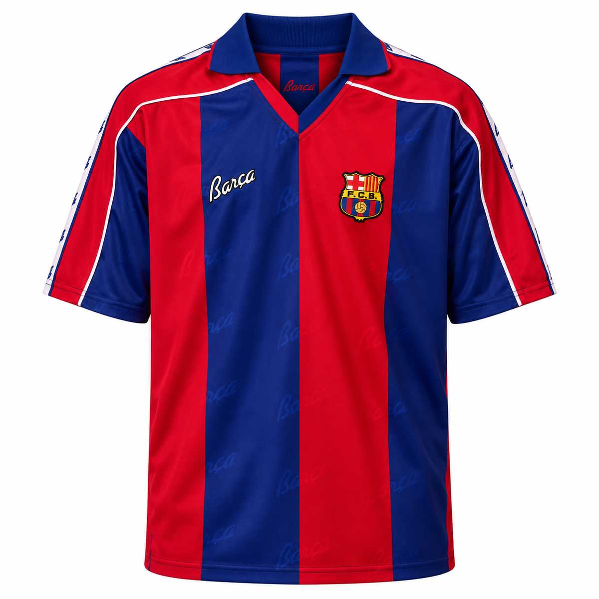 Camisa Barcelona Home 1992/95 Retrô Masculina Camisa 10 - Azul e Vermelha — camisa de frente