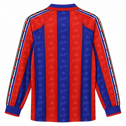 Camisa Barcelona Home 1995/97 Retrô Masculina Manga Longa - Azul e Vermelha — camisa de costas