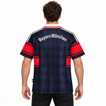 Camisa Bayern de Munique Away 1997/99 Retrô Masculina - Preta e Vermelha — modelo de costas