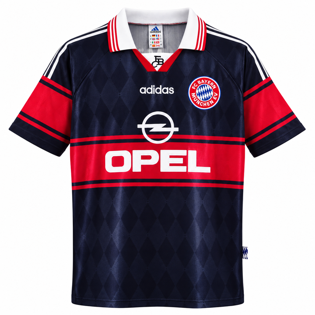 Camisa Bayern de Munique Away 1997/99 Retrô Masculina - Preta e Vermelha — camisa de frente