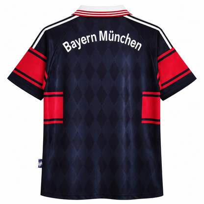 Camisa Bayern de Munique Away 1997/99 Retrô Masculina - Preta e Vermelha — camisa de costas