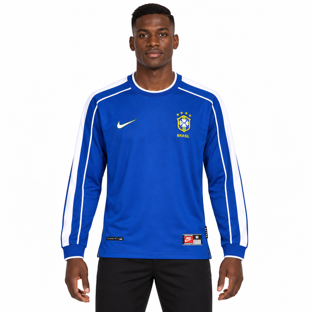 Camisa Brasil Away 1998 Retrô Masculina Manga Longa - Imagem 1