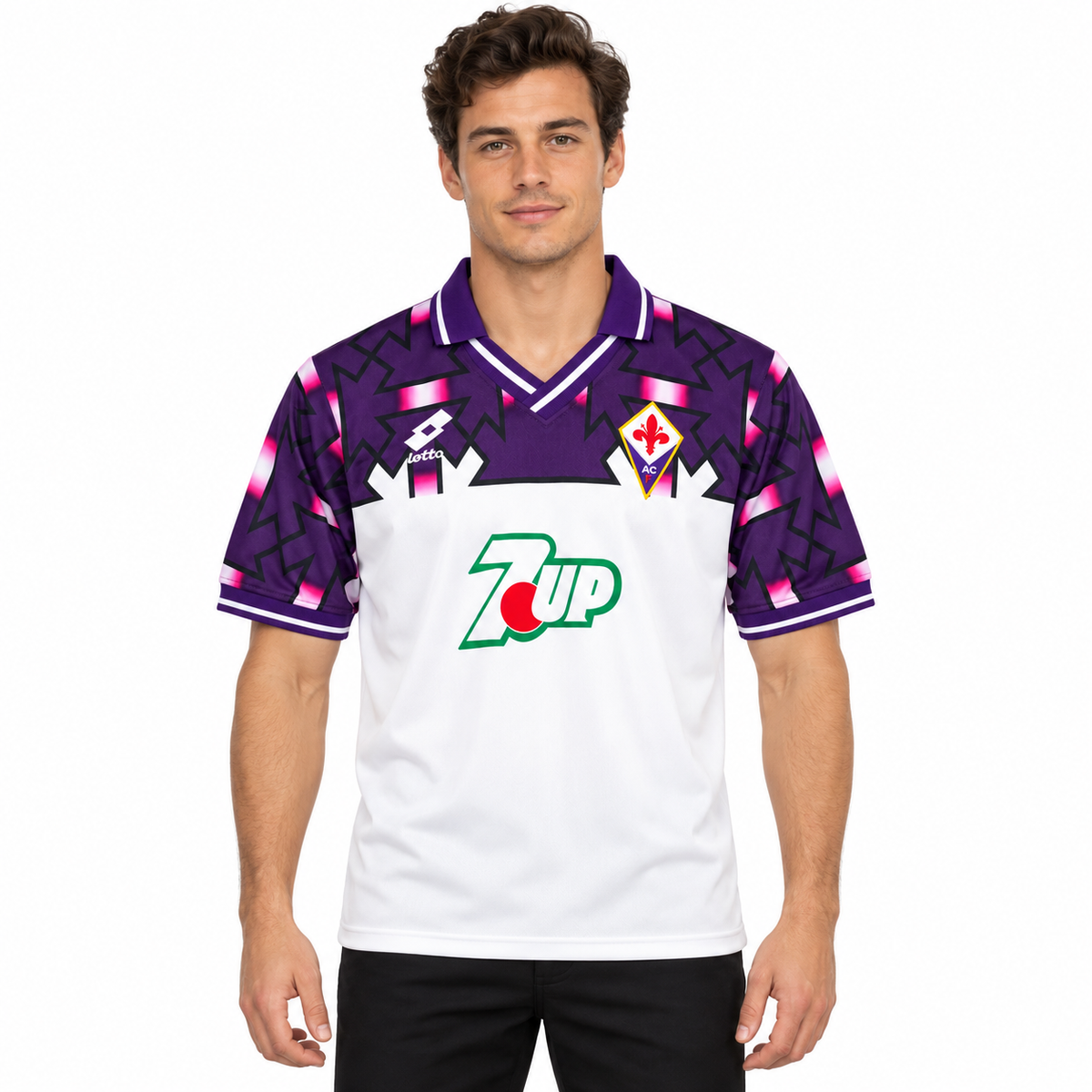 Camisa Fiorentina Away 1992/93 Retrô Masculina - Branca e Roxa - Imagem 1