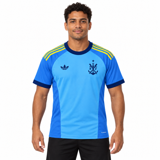 Camisa Flamengo Goleiro 26/27 Torcedor Masculina - Azul — modelo de frente