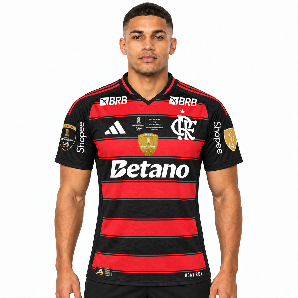 Camisa Flamengo Home 25/26 Jogador Masculina Com Patchs e Patrocinios Final da Libertadores - frente