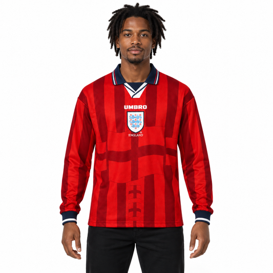 Camisa Inglaterra Away 1998 Retrô Masculina Manga Longa - Imagem 1
