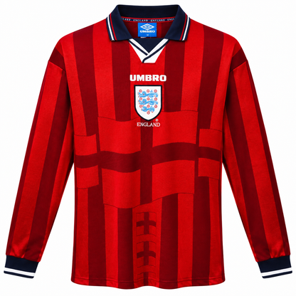 Camisa Inglaterra Away 1998 Retrô Masculina Manga Longa - Imagem 3