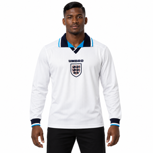 Camisa Inglaterra Home 1996 Retrô Masculina Manga Longa - Imagem 1