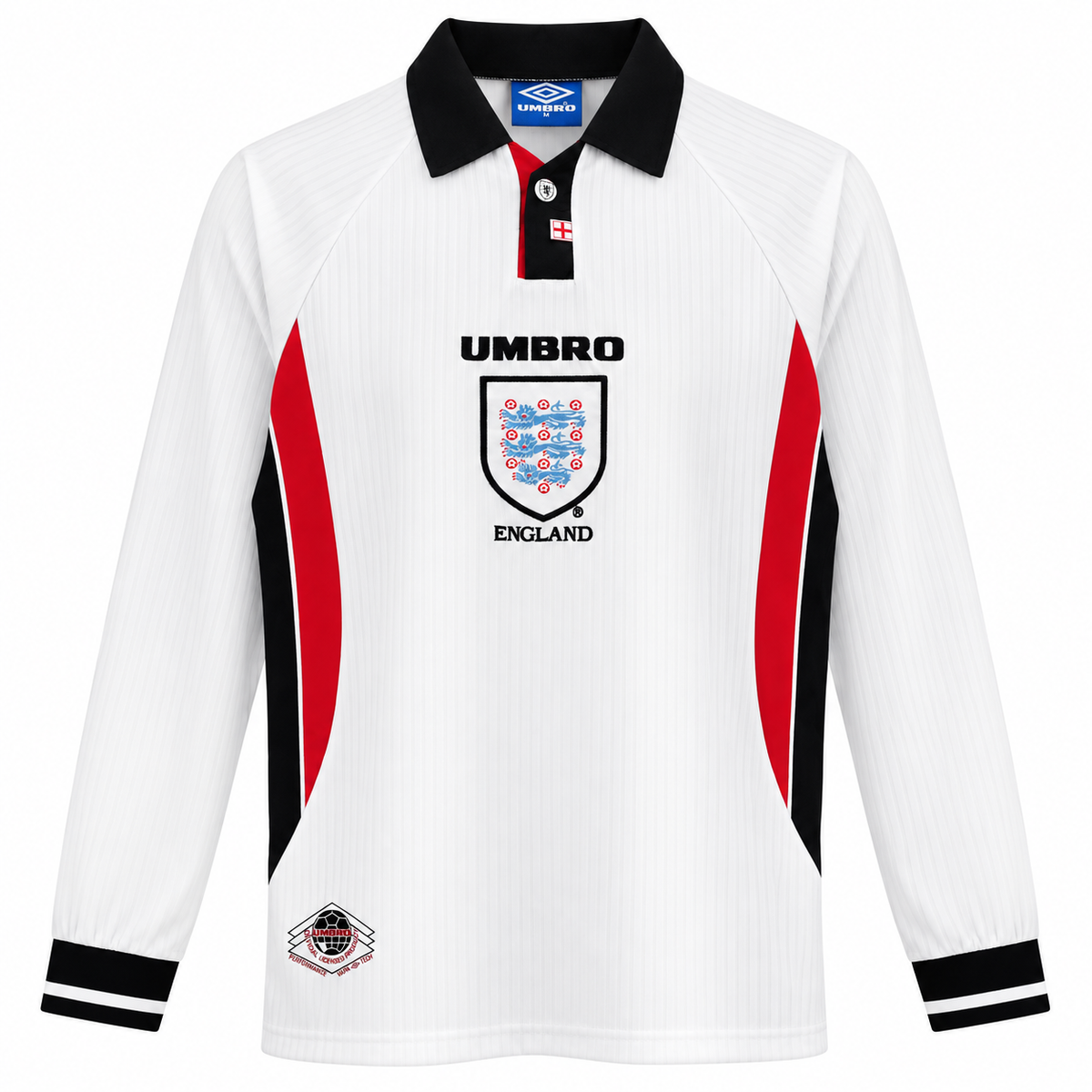 Camisa Inglaterra Home 1998 Retrô Masculina Manga Longa - Imagem 3