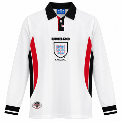 Camisa Inglaterra Home 1998 Retrô Masculina Manga Longa - Imagem 3