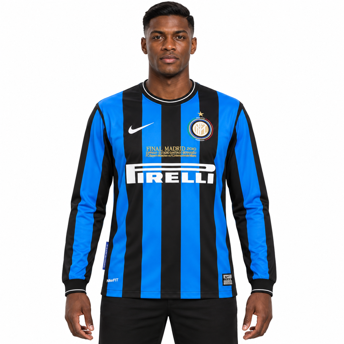 Camisa Inter de Milão Home 2009/10 Retrô Masculina Manga Longa Final da Champions - Imagem 1