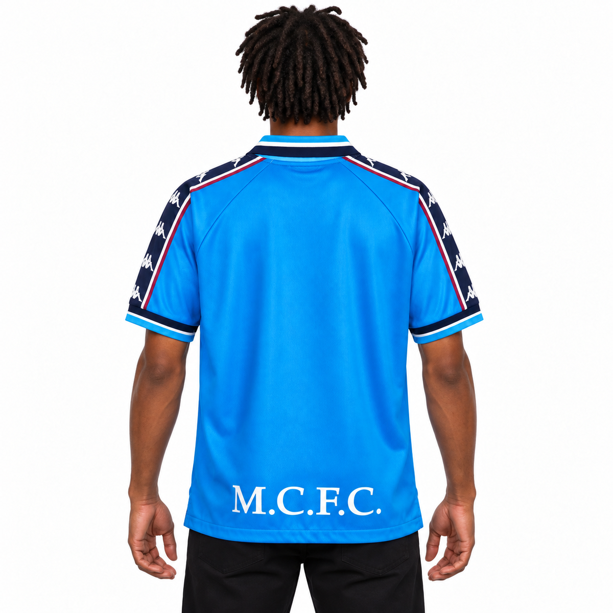 Camisa Manchester City Home 1997/98 Retrô Masculina - Azul — modelo de costas